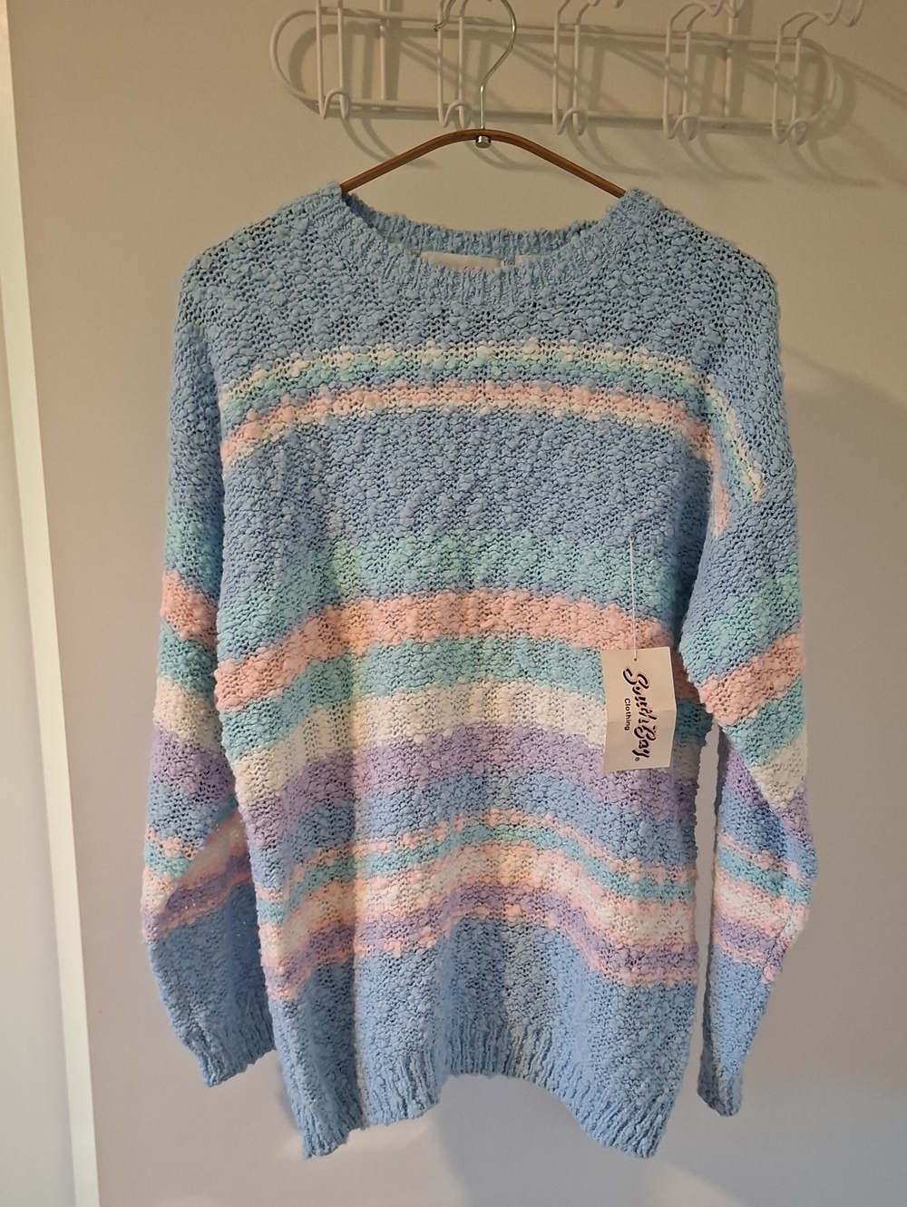 NWT Vintage Deadstock South Bay Slouchy Striped Pastel Sweater (Size M)